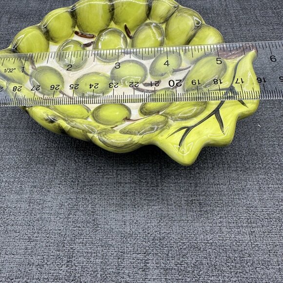 Grape Leaf Green Ceramic Dipping Dish Hand Painted El Camino Linens N Things Vtg - Picture 4 of 11